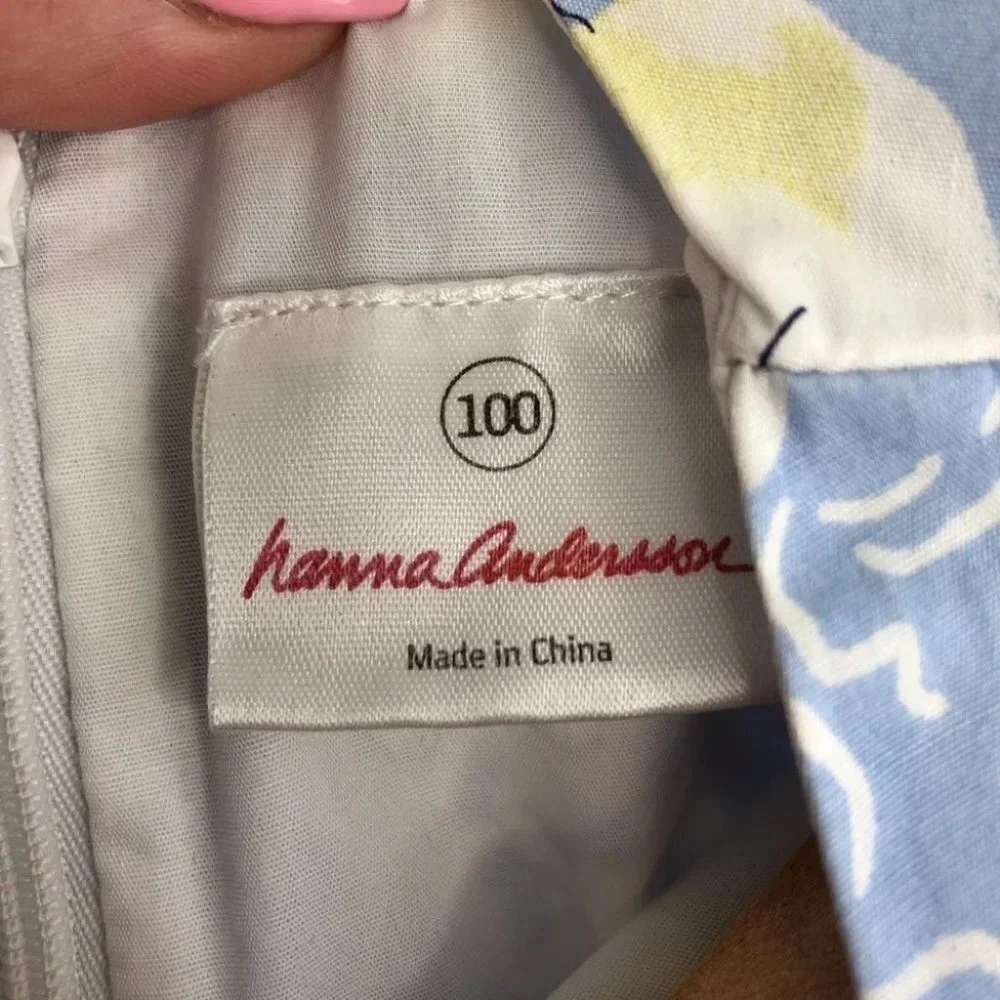 Hanna Andersson dress short sleeve blue floral‎ size 100cm or 4 years